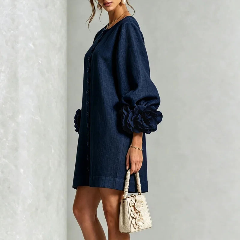 Honoria Flower Cuff Dress