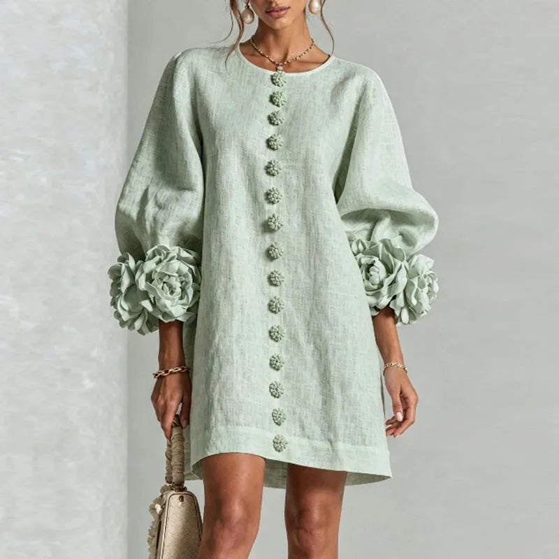 Honoria Flower Cuff Dress