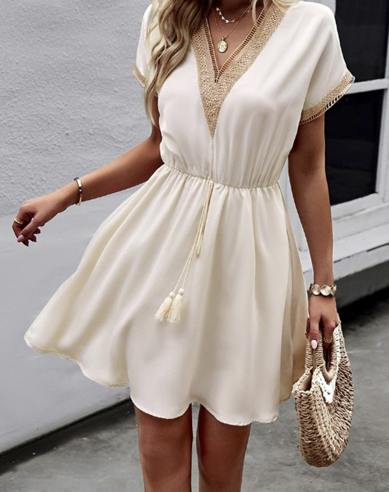 Seaside Lace-Up Dress