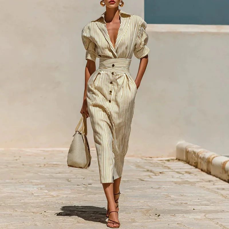 Theodosia Striped Shirt Dress
