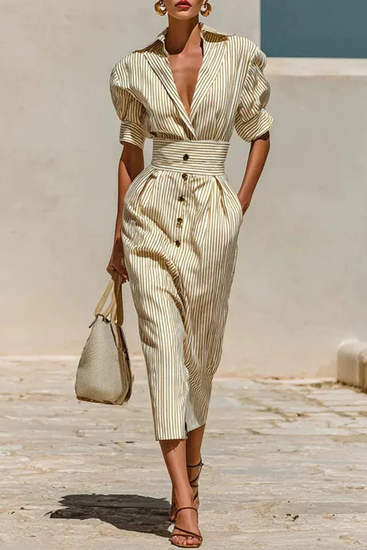 Theodosia Striped Shirt Dress