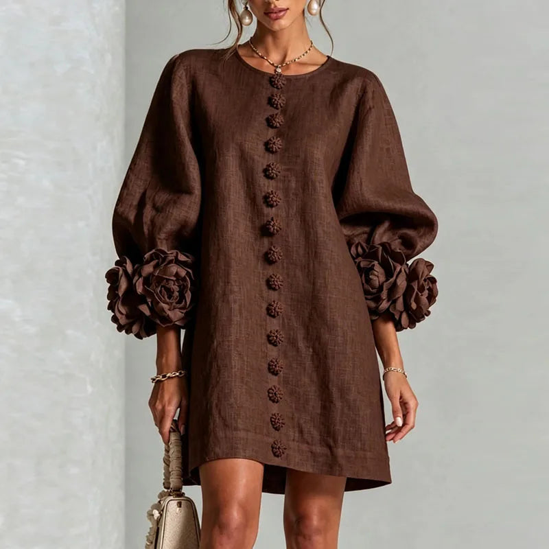 Honoria Flower Cuff Dress