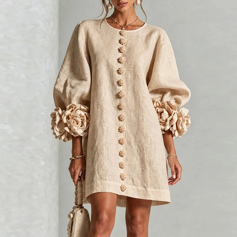 Honoria Flower Cuff Dress