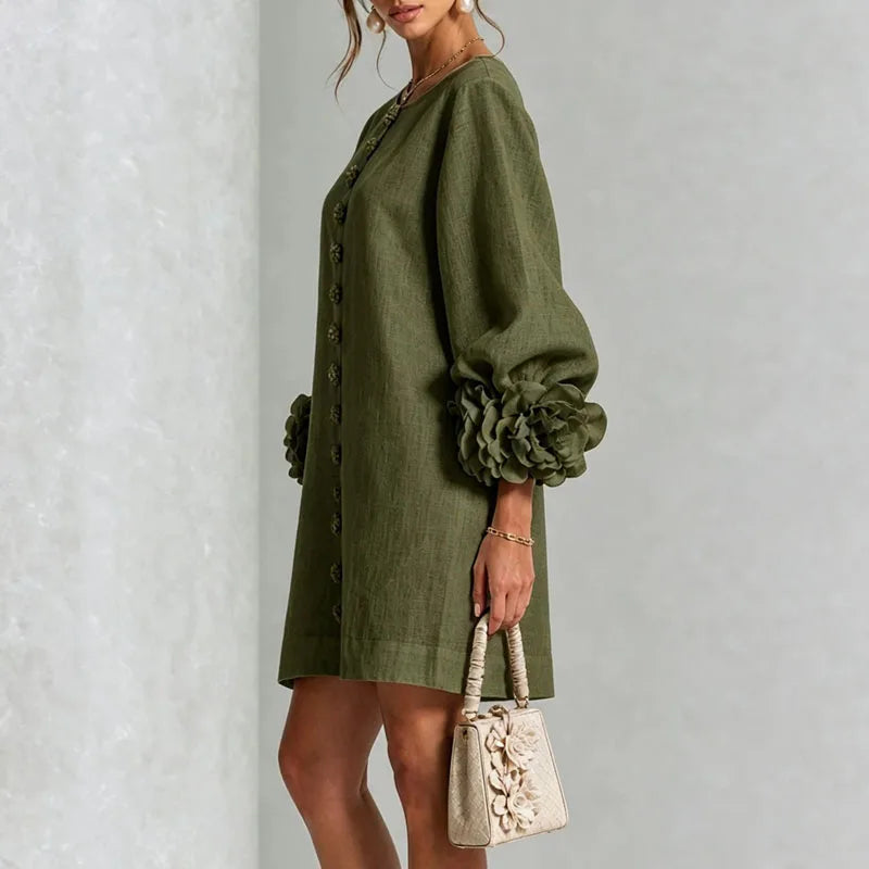 Honoria Flower Cuff Dress