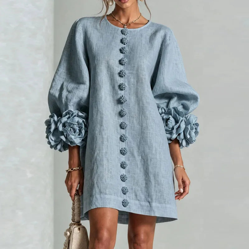Honoria Flower Cuff Dress