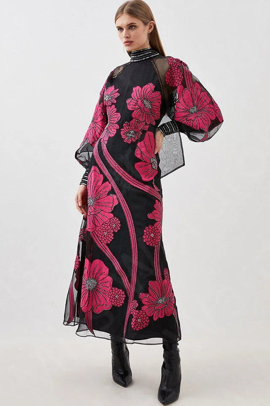 Positano Floral Evening Dress