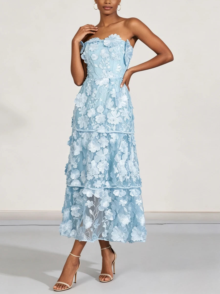 Royale Flower Strapless Dress