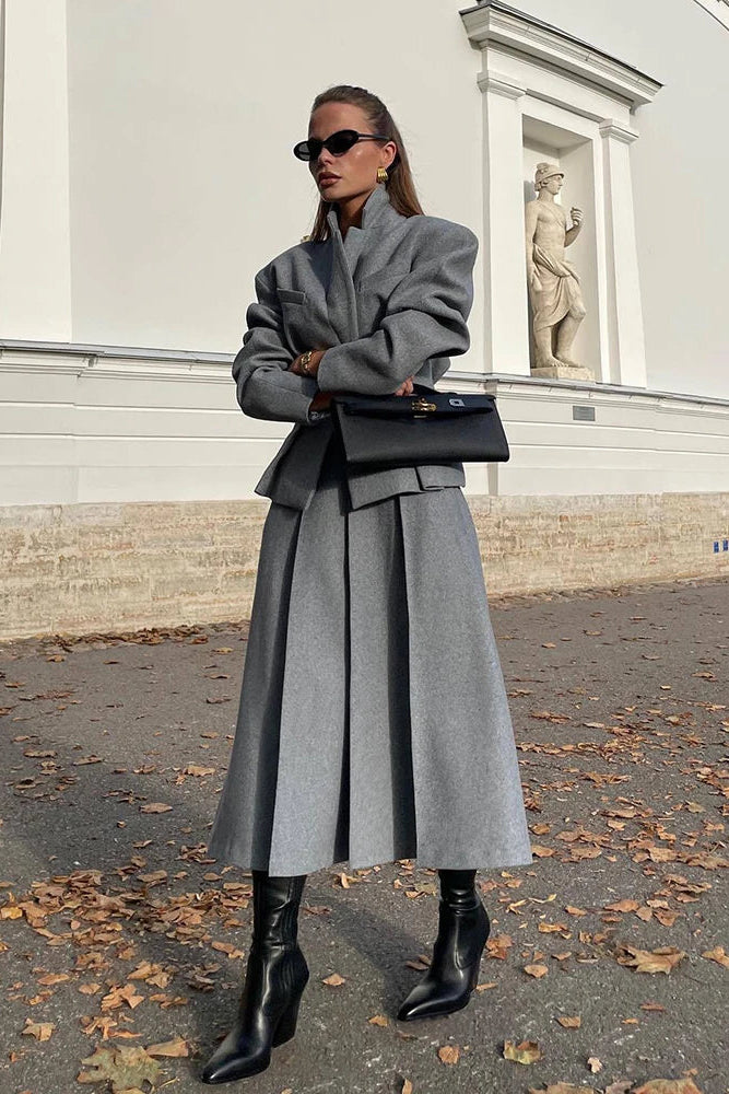 Ornella Pleated Skirt Suit