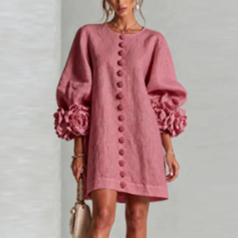 Honoria Flower Cuff Dress