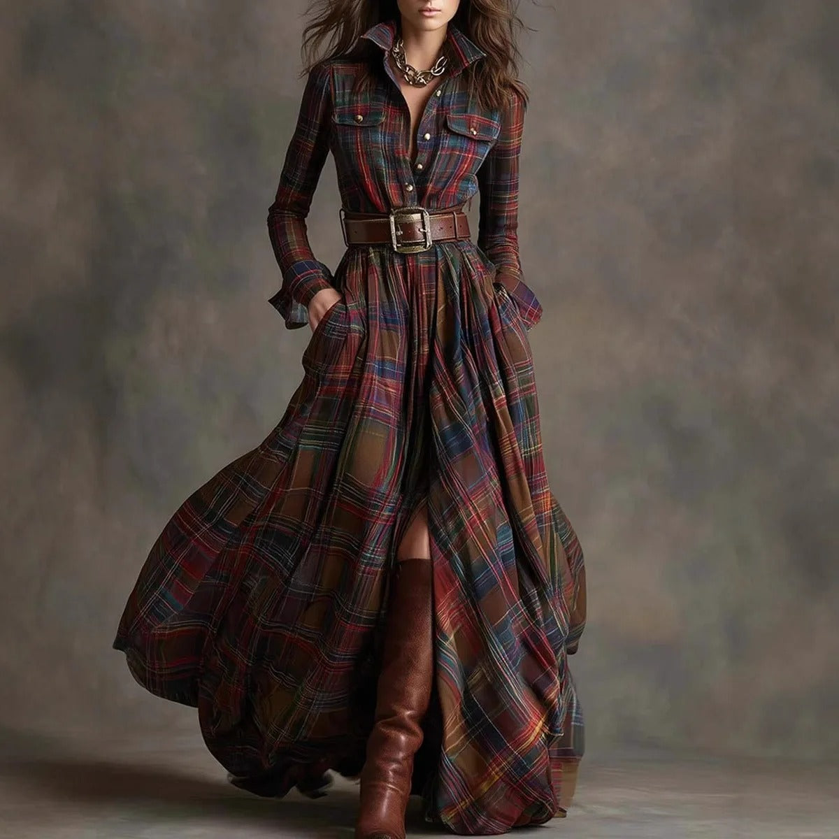 Tala Plaid Shirt Dress