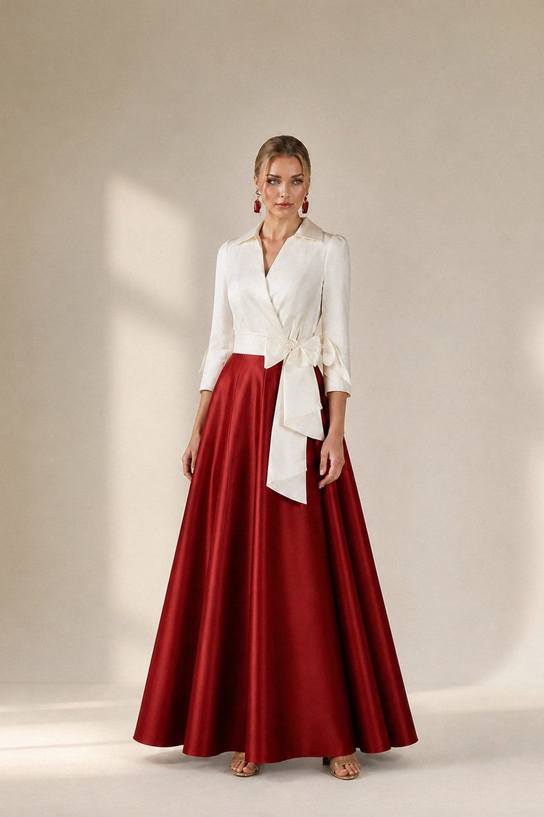 Auristelle Satin Formal Dress on model