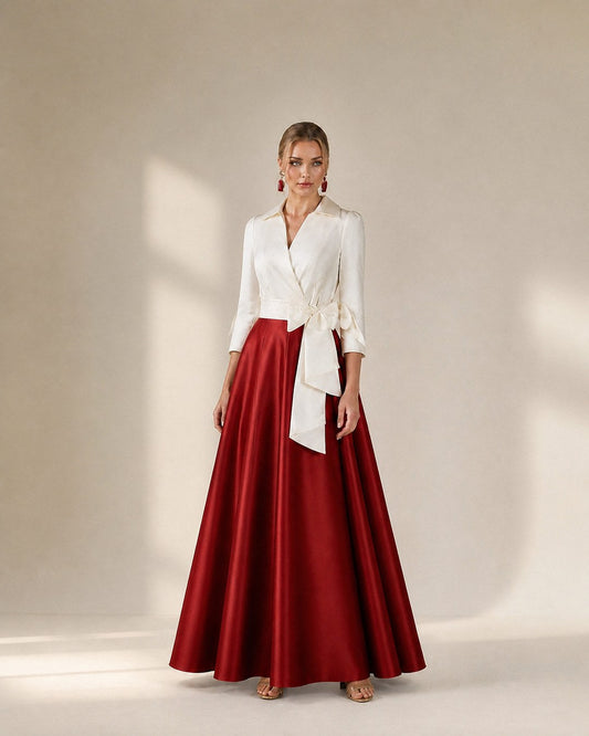 Auristelle Satin Formal Dress on model