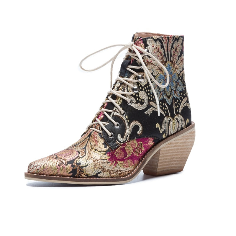 Embroidered Flower Boots